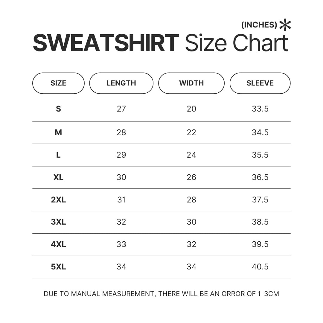 Sweatshirt Size Chart - Luffy Merch