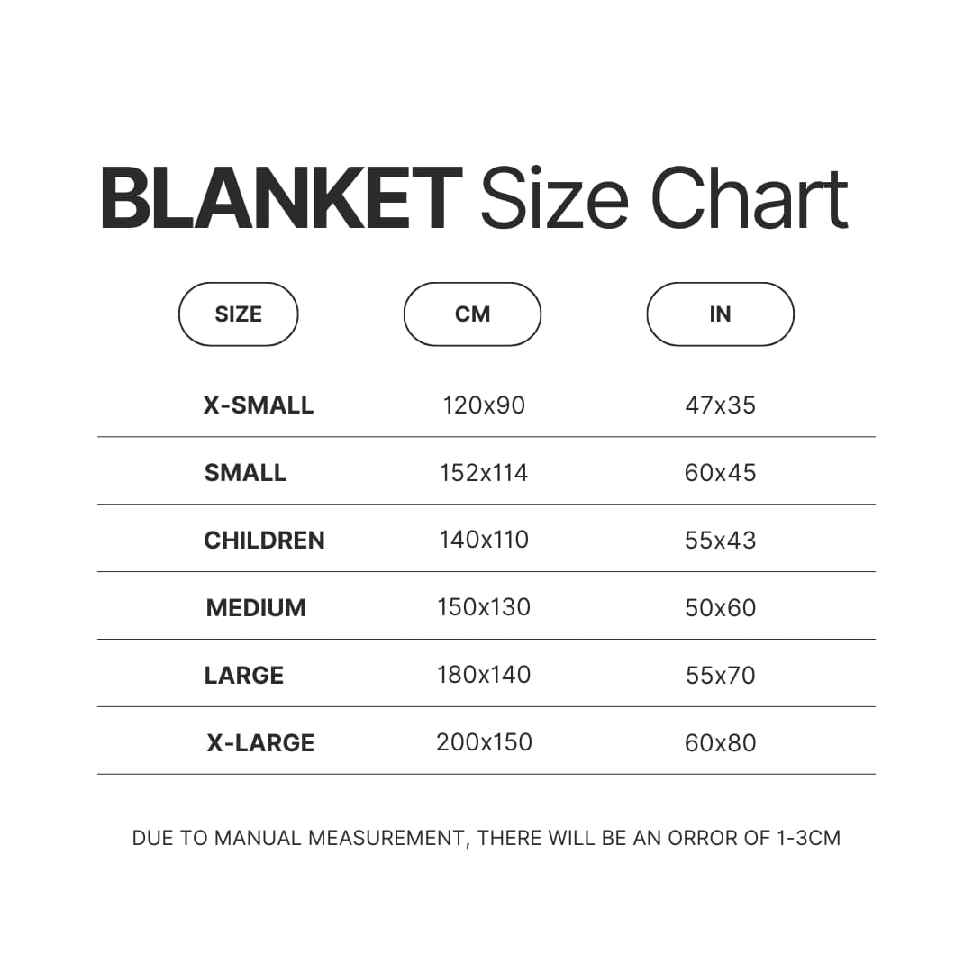 Blanket Size Chart - Luffy Merch